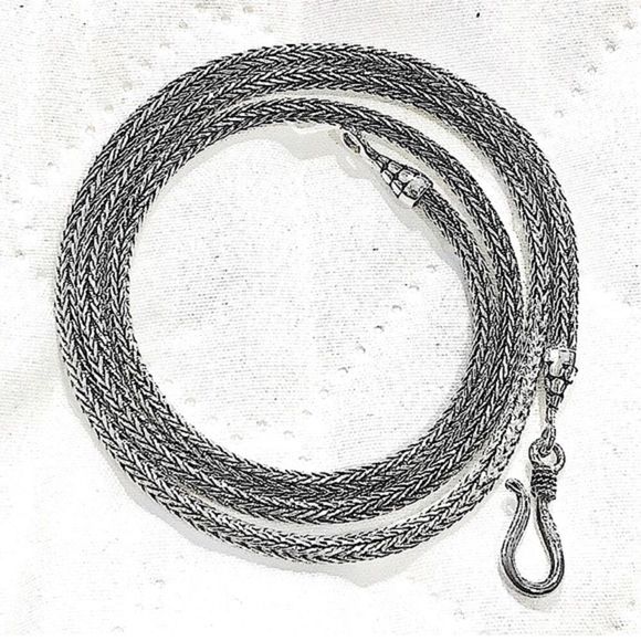 Sterling Silver Wheat Chain Braided Necklace 20inches - Picture 4 of 10